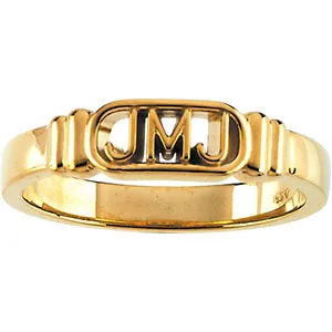 14k Yellow Gold Jesus, Mary and Joseph Ring Size 9