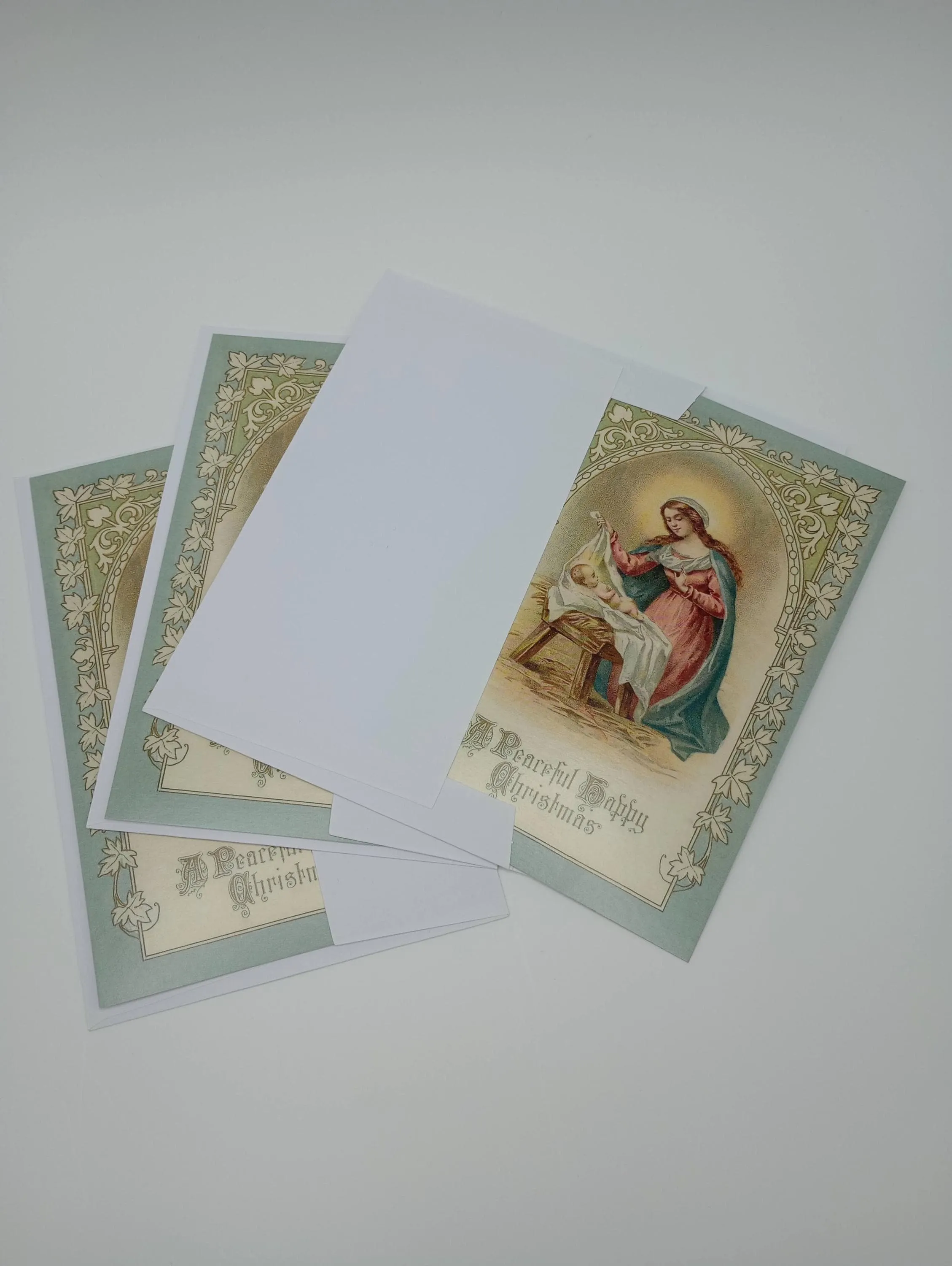 A Peacefuil, Happy Christmas – Christmas Postcard with Envelopes Available – 3, 10, or 100 – Restored Vintage Religious Postcard