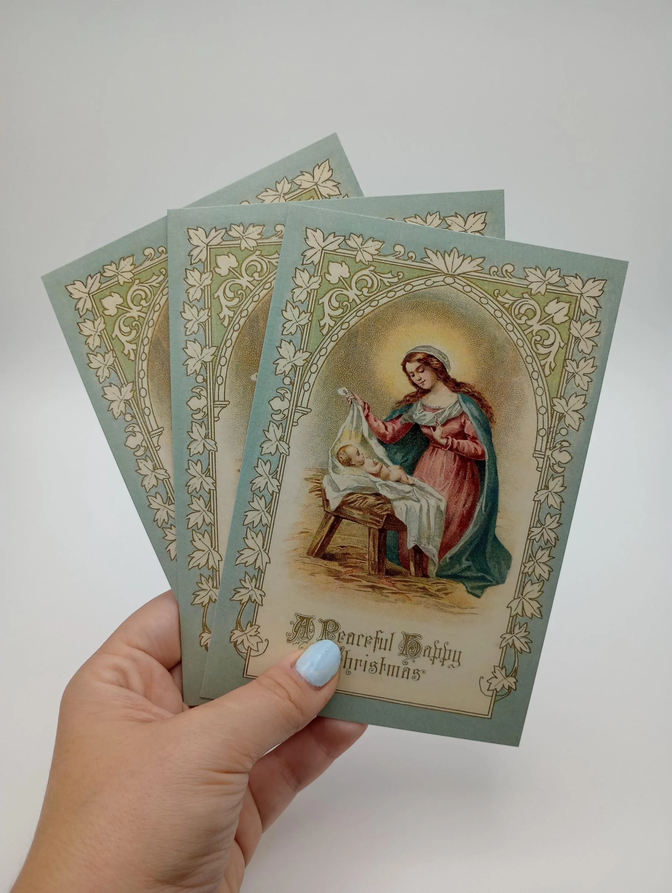 A Peacefuil, Happy Christmas – Christmas Postcard with Envelopes Available – 3, 10, or 100 – Restored Vintage Religious Postcard