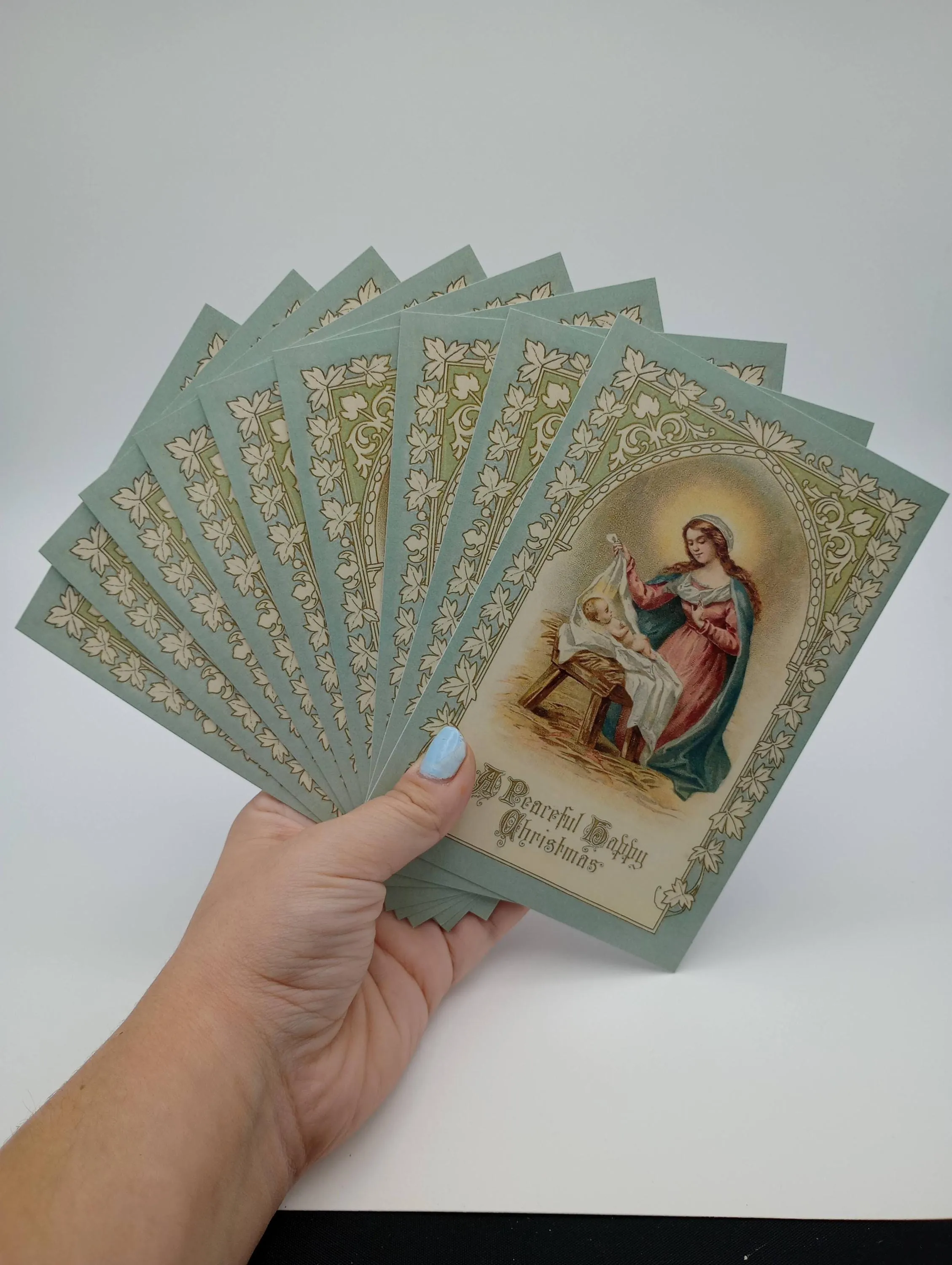 A Peacefuil, Happy Christmas – Christmas Postcard with Envelopes Available – 3, 10, or 100 – Restored Vintage Religious Postcard