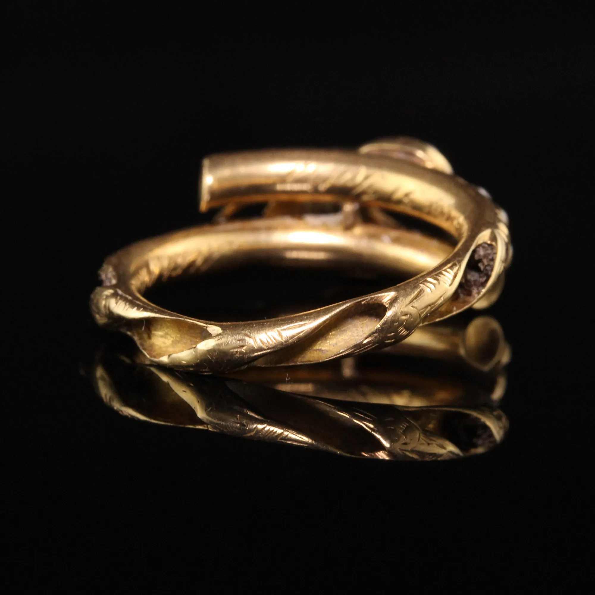Antique Victorian 18K Yellow Gold Seed Pearl Mourning Ring