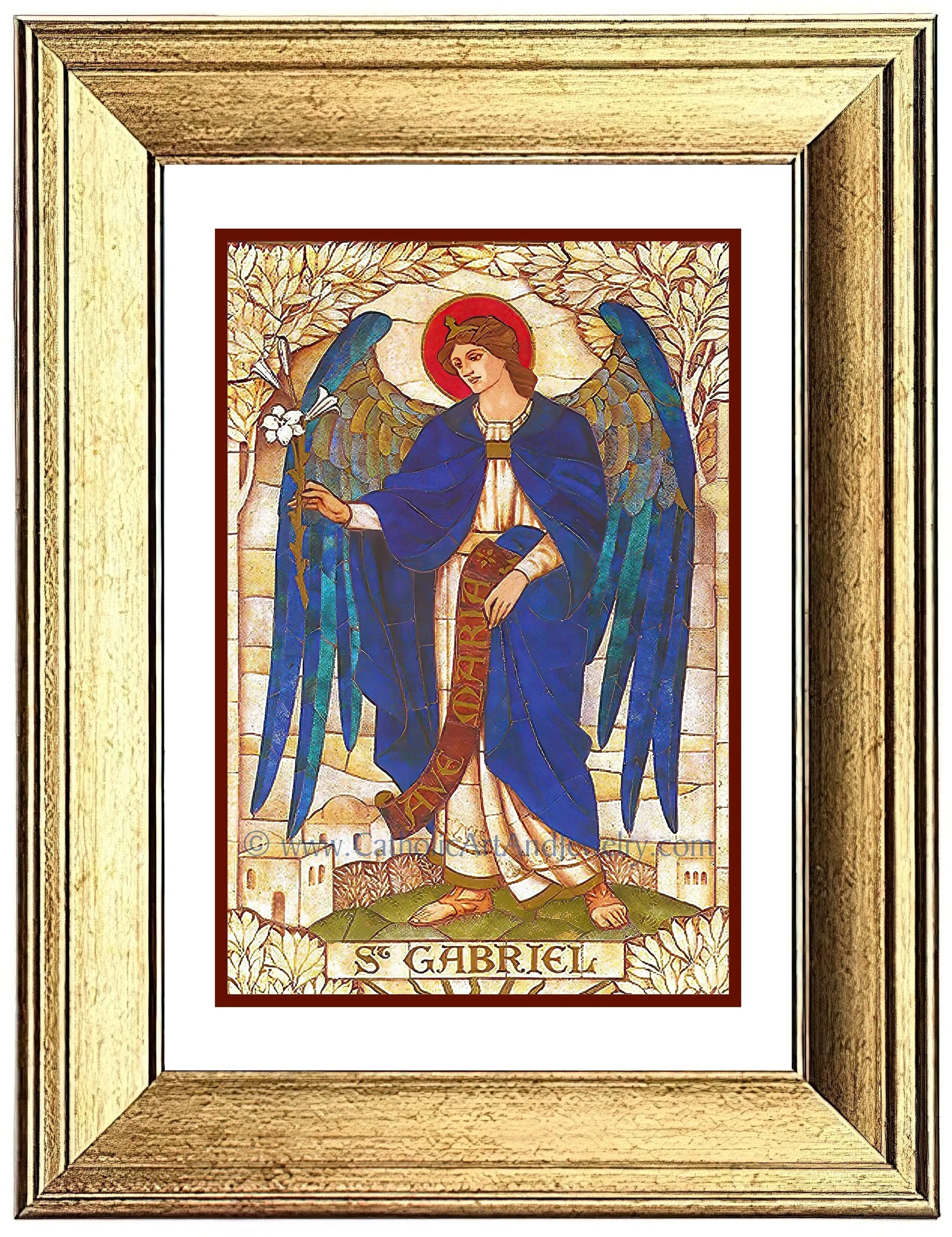 Archangel Gabriel – based on a Vintage Stained Glass Window – Art Nouveau – Catholic Art Print – Archival Quality