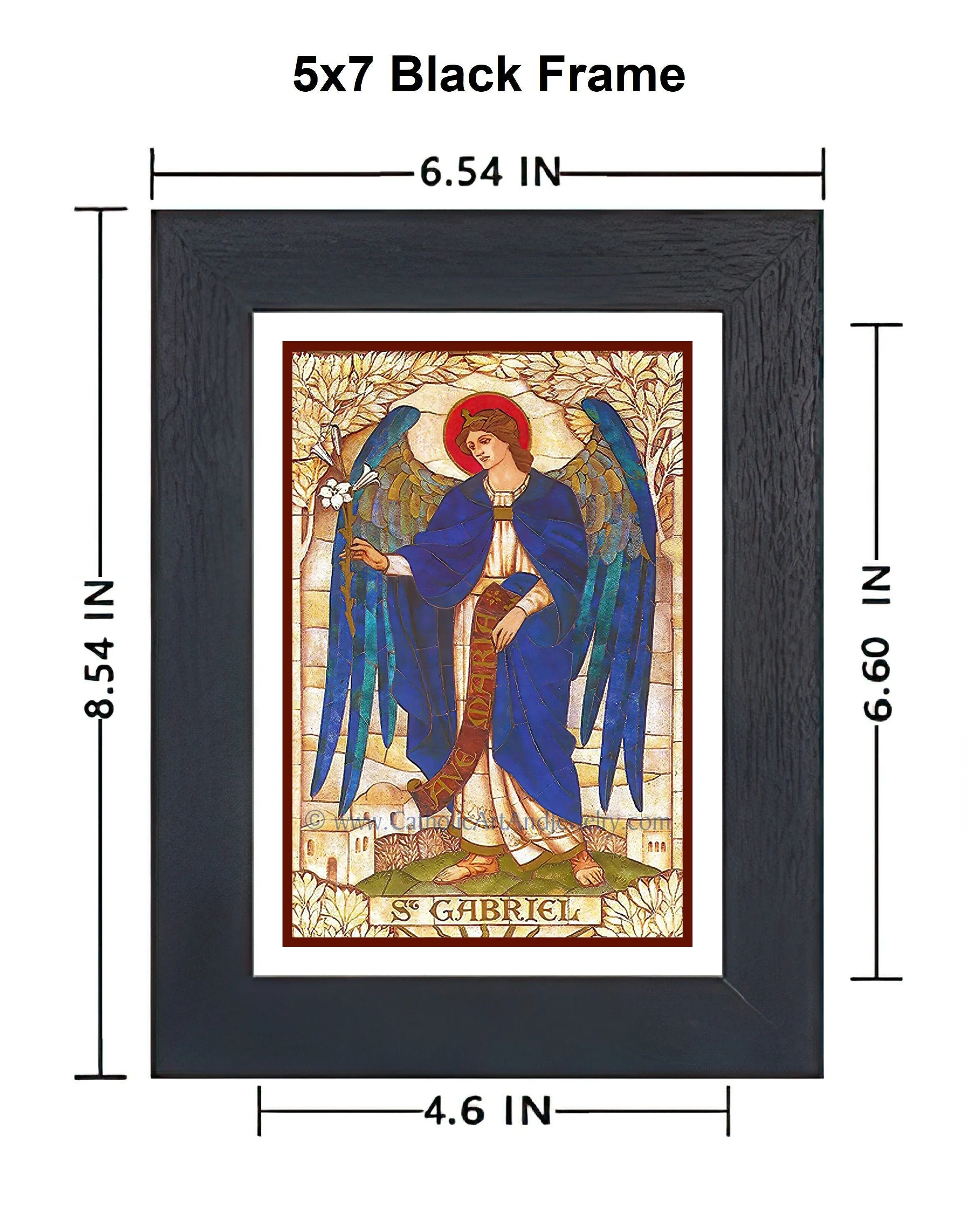 Archangel Gabriel – based on a Vintage Stained Glass Window – Art Nouveau – Catholic Art Print – Archival Quality