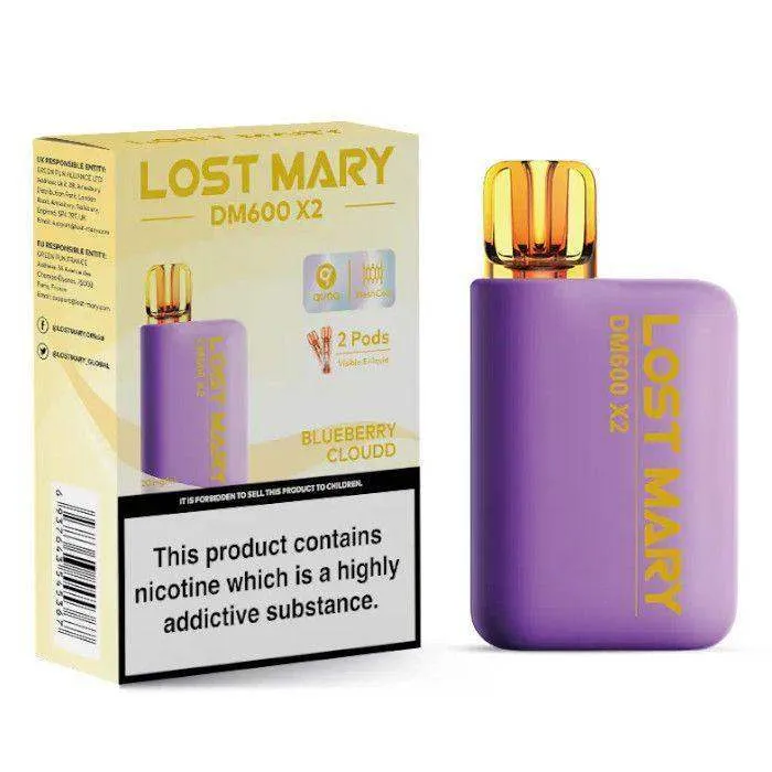BLUEBERRY CLOUDD - LOST MARY DM600 X2 DISPOSABLE VAPE BY LOST MARY - 2% (20MG)