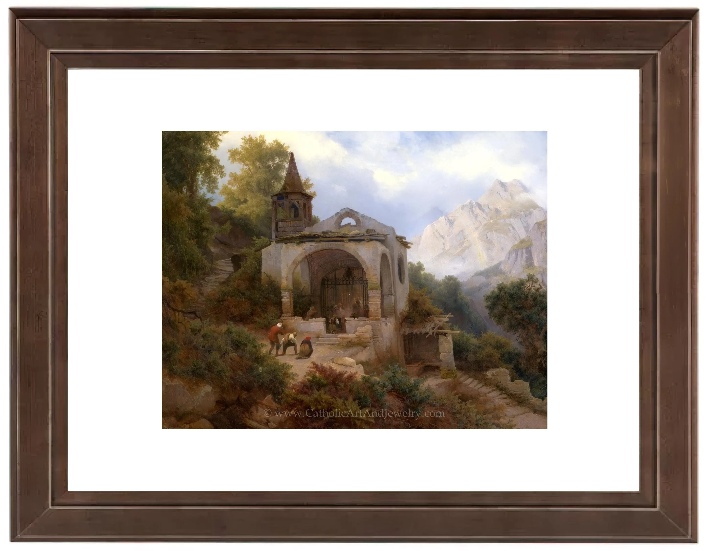 Chapel in the Alps with Pilgrims – Karl Eduard Biermann – Catholic Art Print – Catholic Gift – Archival Quality