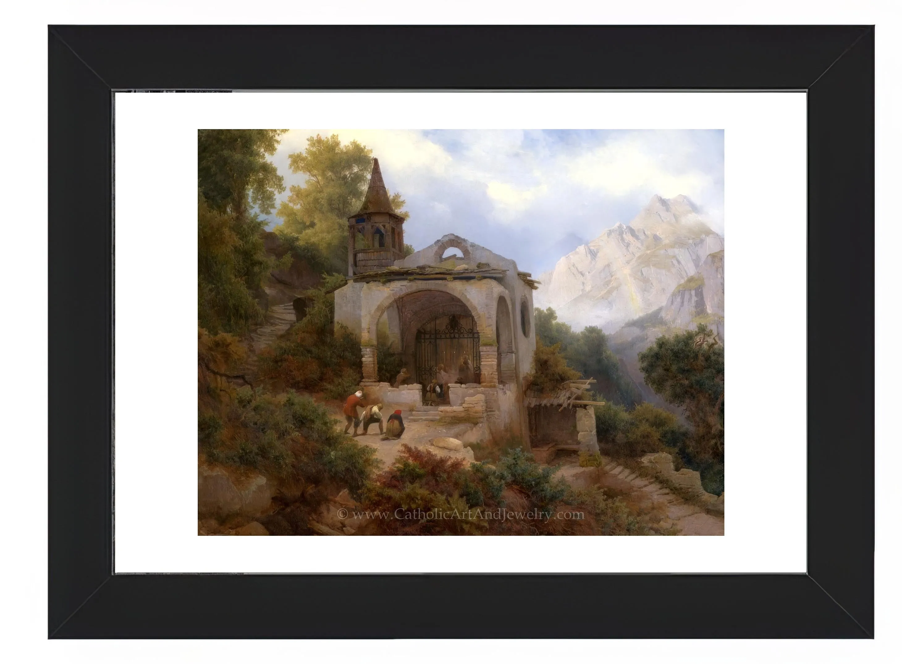 Chapel in the Alps with Pilgrims – Karl Eduard Biermann – Catholic Art Print – Catholic Gift – Archival Quality