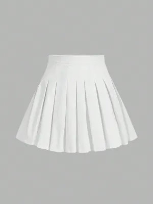 Cherry Vibes - Falda Plisada Casual con Cremallera Lateral