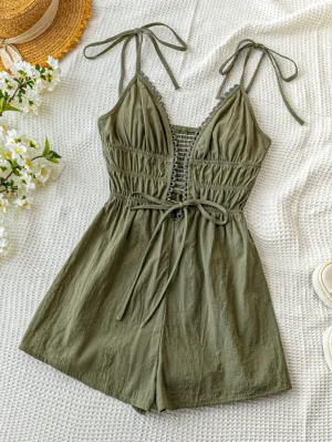Cherry Vibes Mono Casual Verde Militar para Mujer en