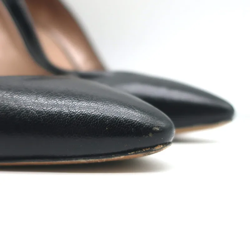 Chloe Beckie Metal-Trim Pumps Black Leather Size 36 Pointed Toe Heels