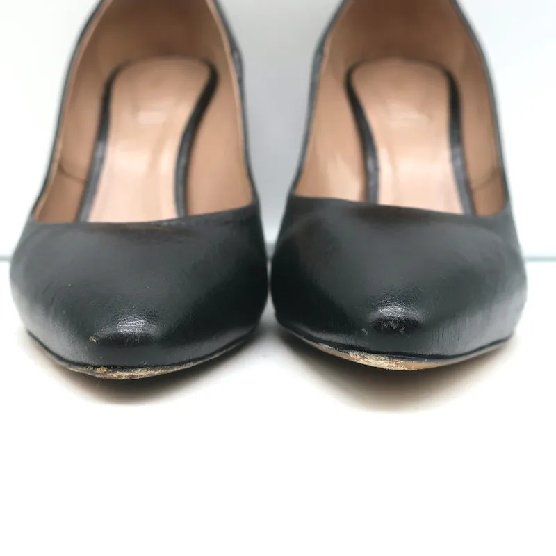 Chloe Beckie Metal-Trim Pumps Black Leather Size 36 Pointed Toe Heels