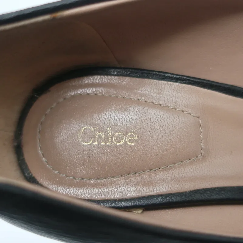 Chloe Beckie Metal-Trim Pumps Black Leather Size 36 Pointed Toe Heels