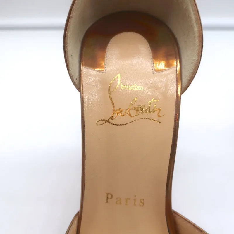 Christian Louboutin Dollyla d'Orsay Pumps Gold Metallic Patent Leather Size 37