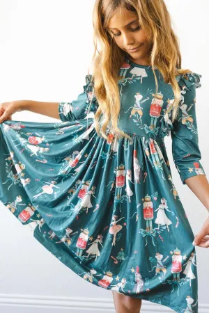 CHRISTMAS BALLET RUFFLE TWIRL DRESS