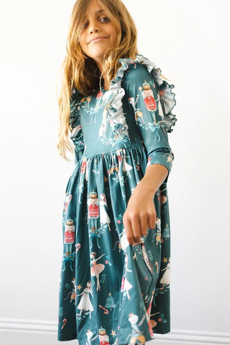 CHRISTMAS BALLET RUFFLE TWIRL DRESS