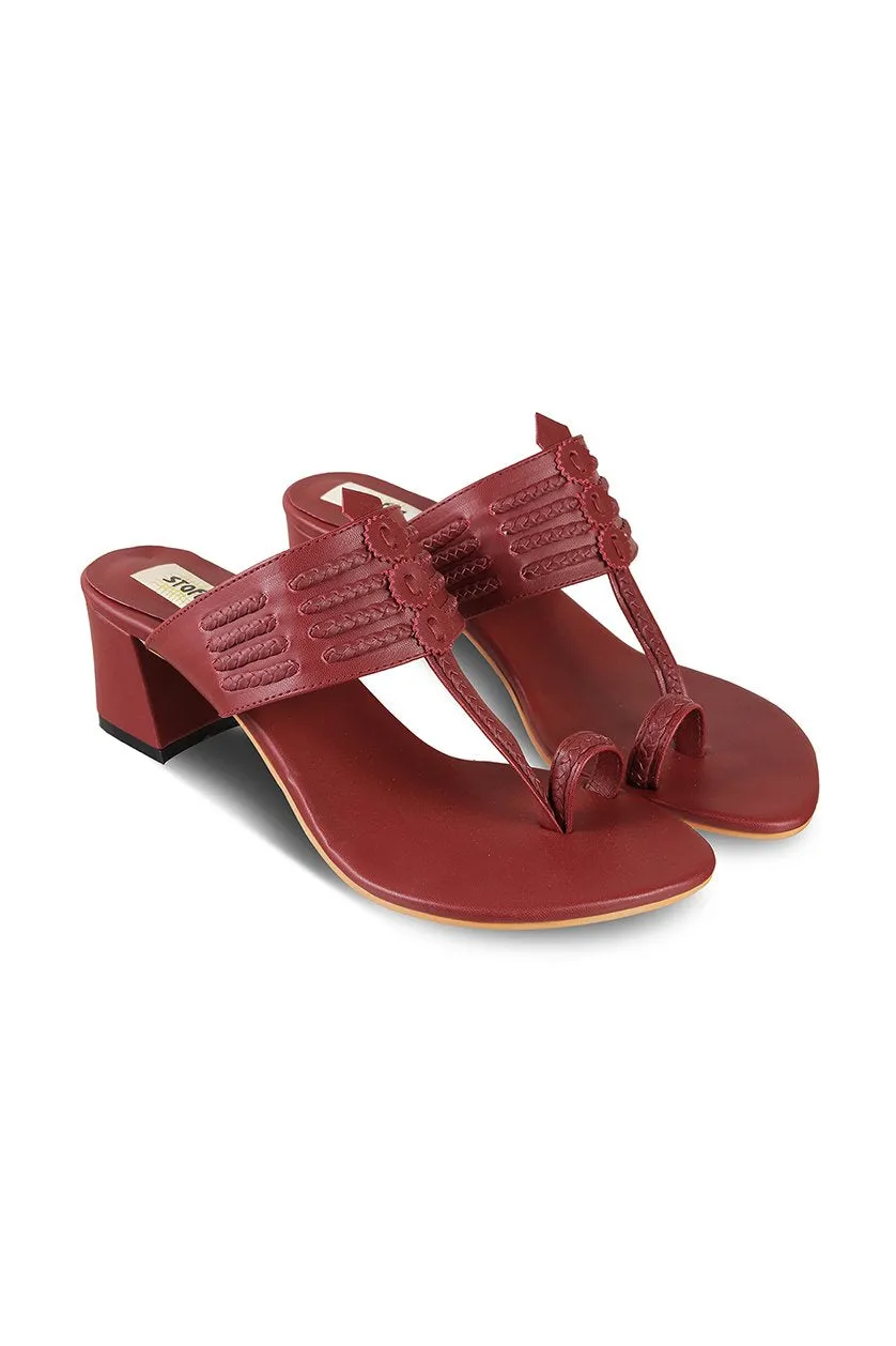 Classic K Block Heel Maroon