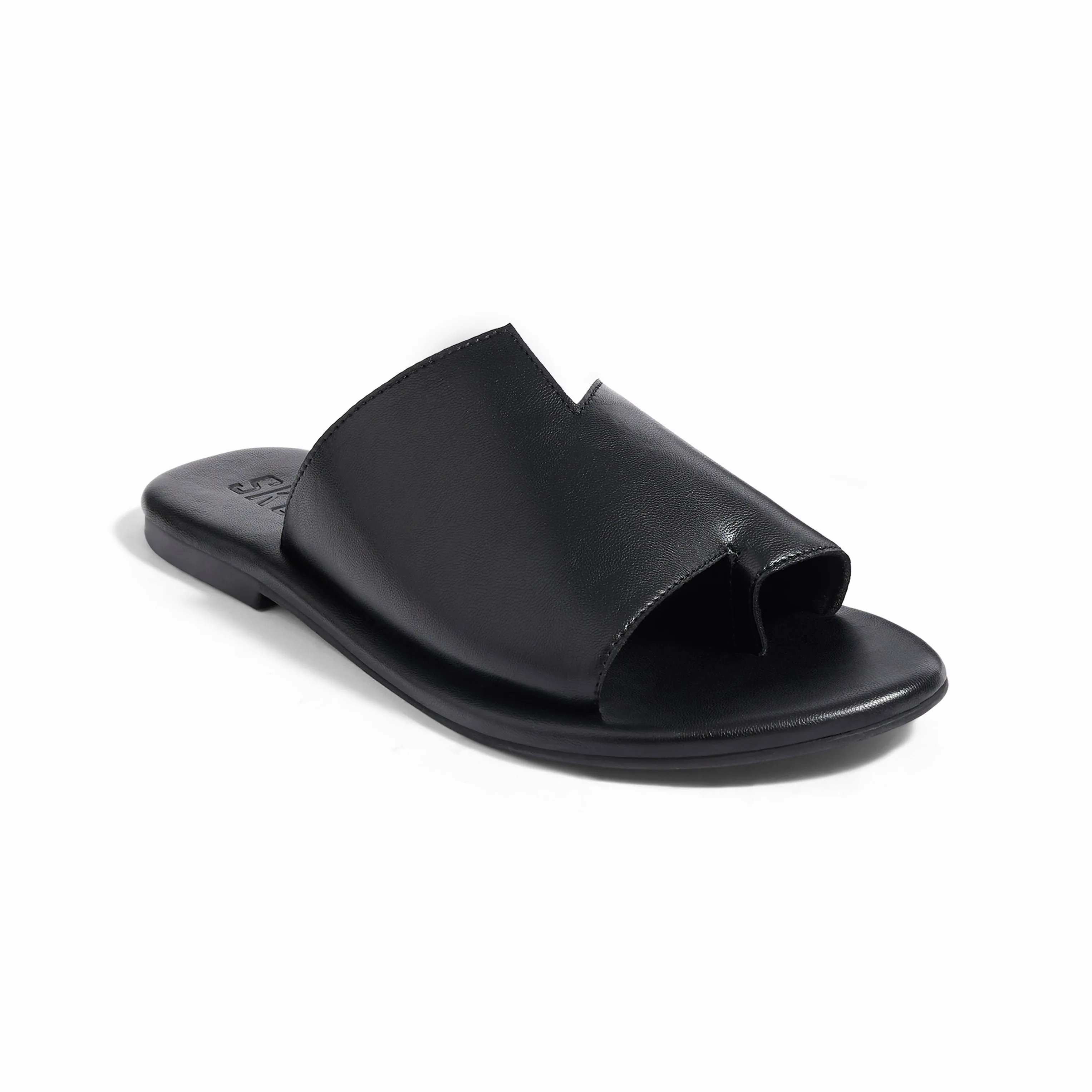 Corfu Black Flat Sandals For Women