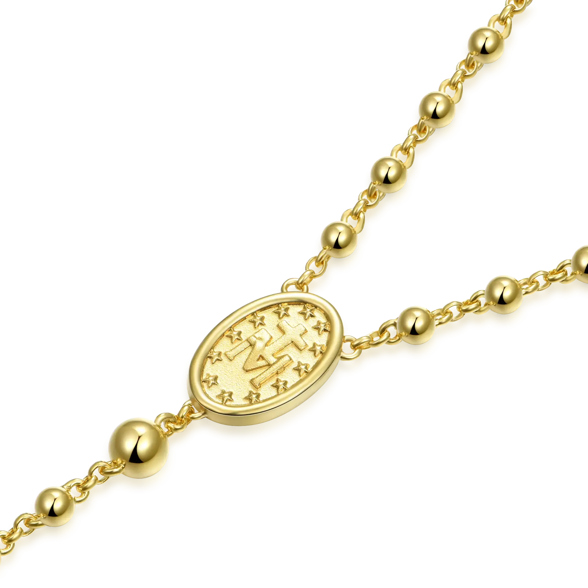 Custom Adjustable 14k Gold Virgin Mary Rosary Necklace