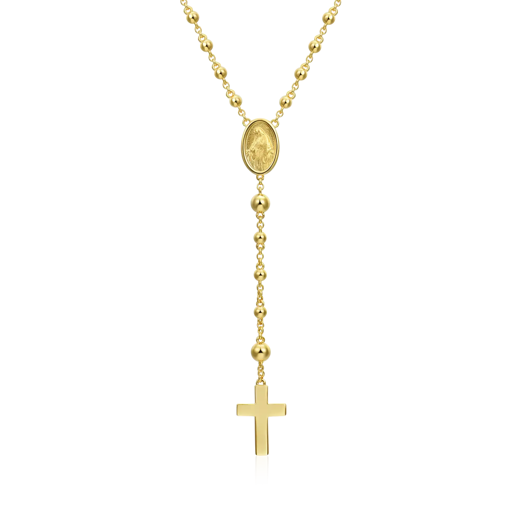 Custom Adjustable 14k Gold Virgin Mary Rosary Necklace
