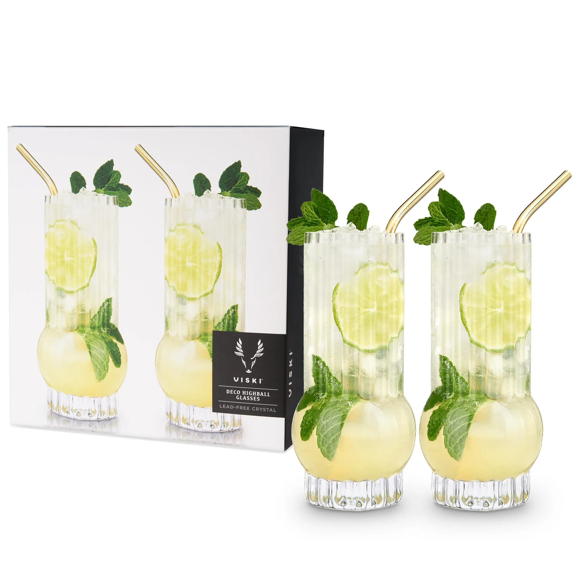 DECO CRYSTAL HIGHBALL GLASSES