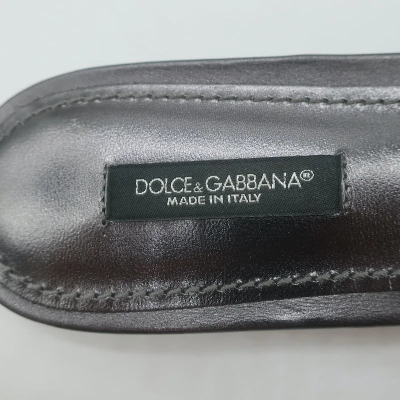 Dolce & Gabbana Sofia Crystal-Embellished Lace Slides Gunmetal Leather Size 38