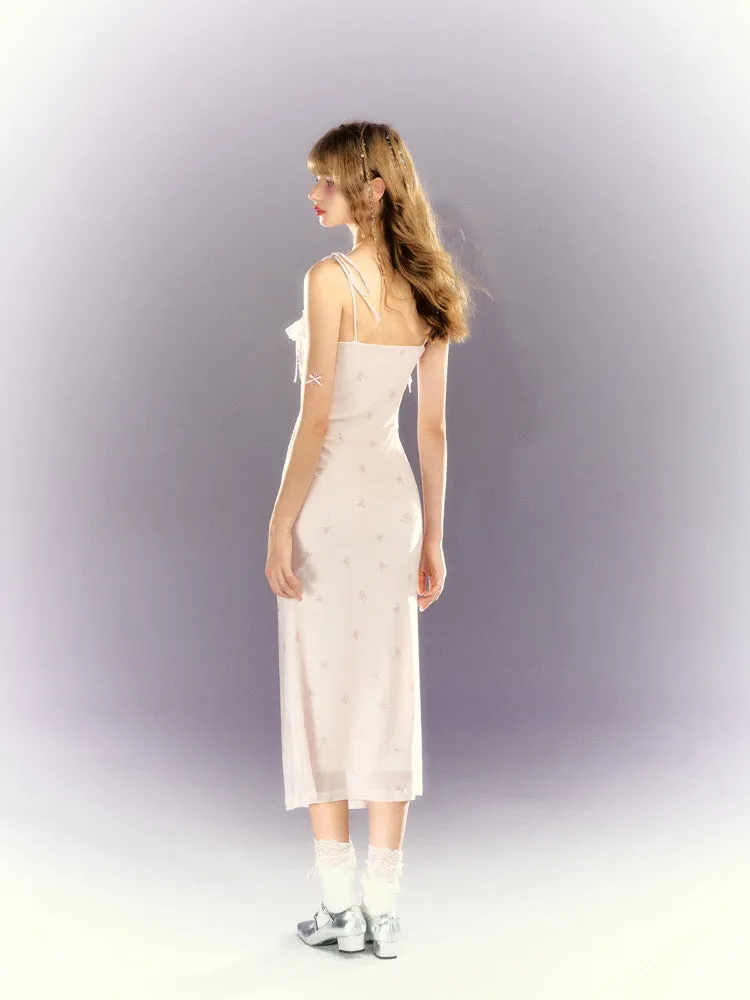 Dreamy Bow Lace Slip Long Short Dress