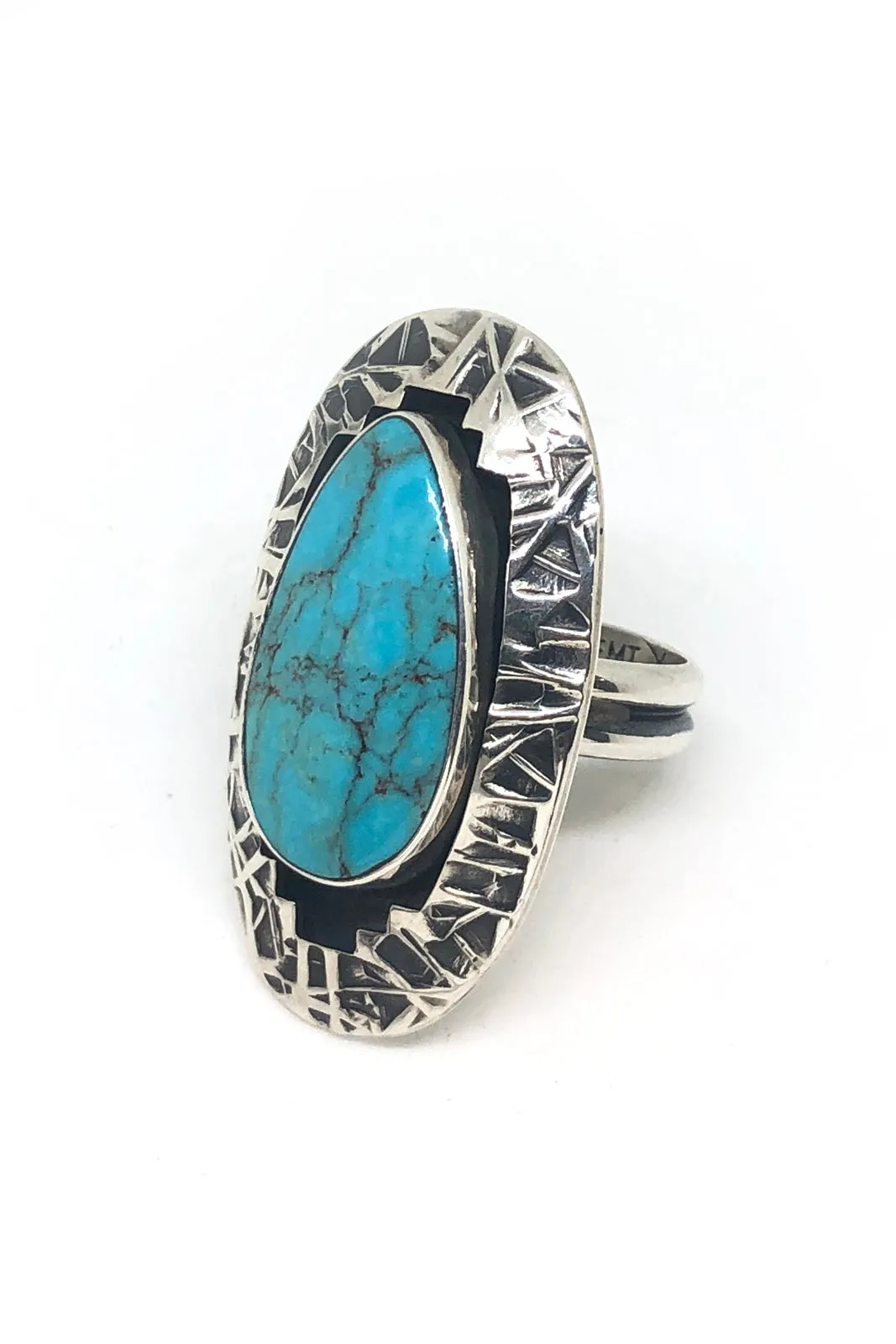 Everett and Mary Teller Sterling Silver and Turquoise Ring (Size 7)