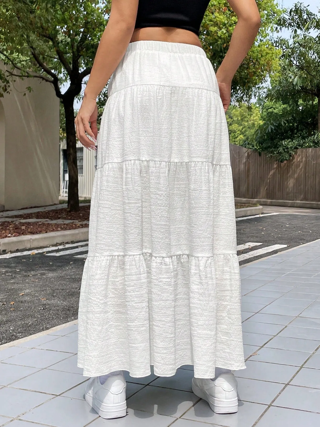 Falda blanca casual de mujer para vacaciones