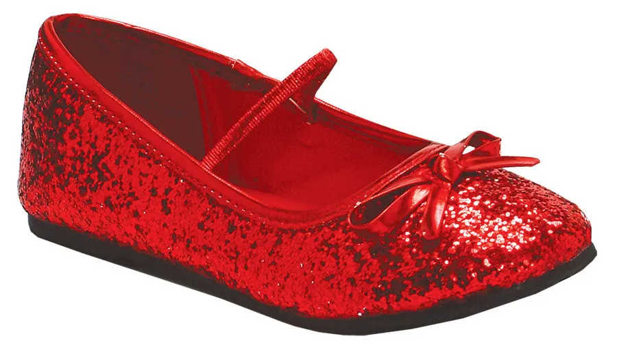 Flat Ballet Glitter Ch Red Large  Costume Accessories