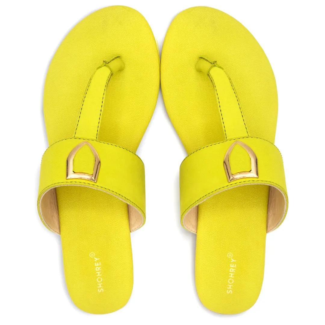Flip Flat - Lime Light - Leather Slippers