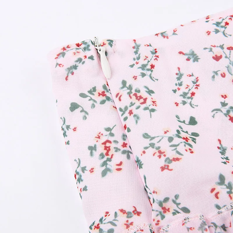 Floral Lace Tiered Mini Skirt
