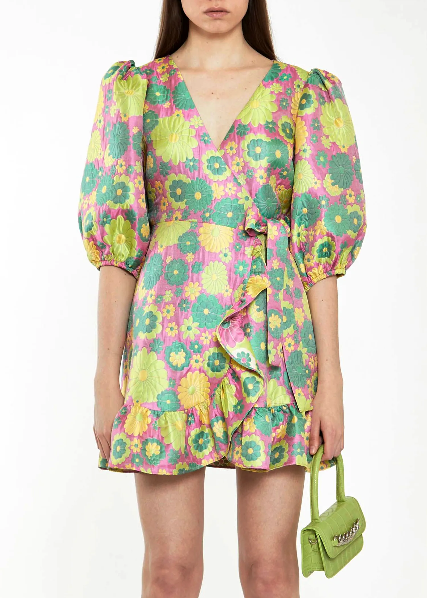 Flower Power Jacquard Mini Dress