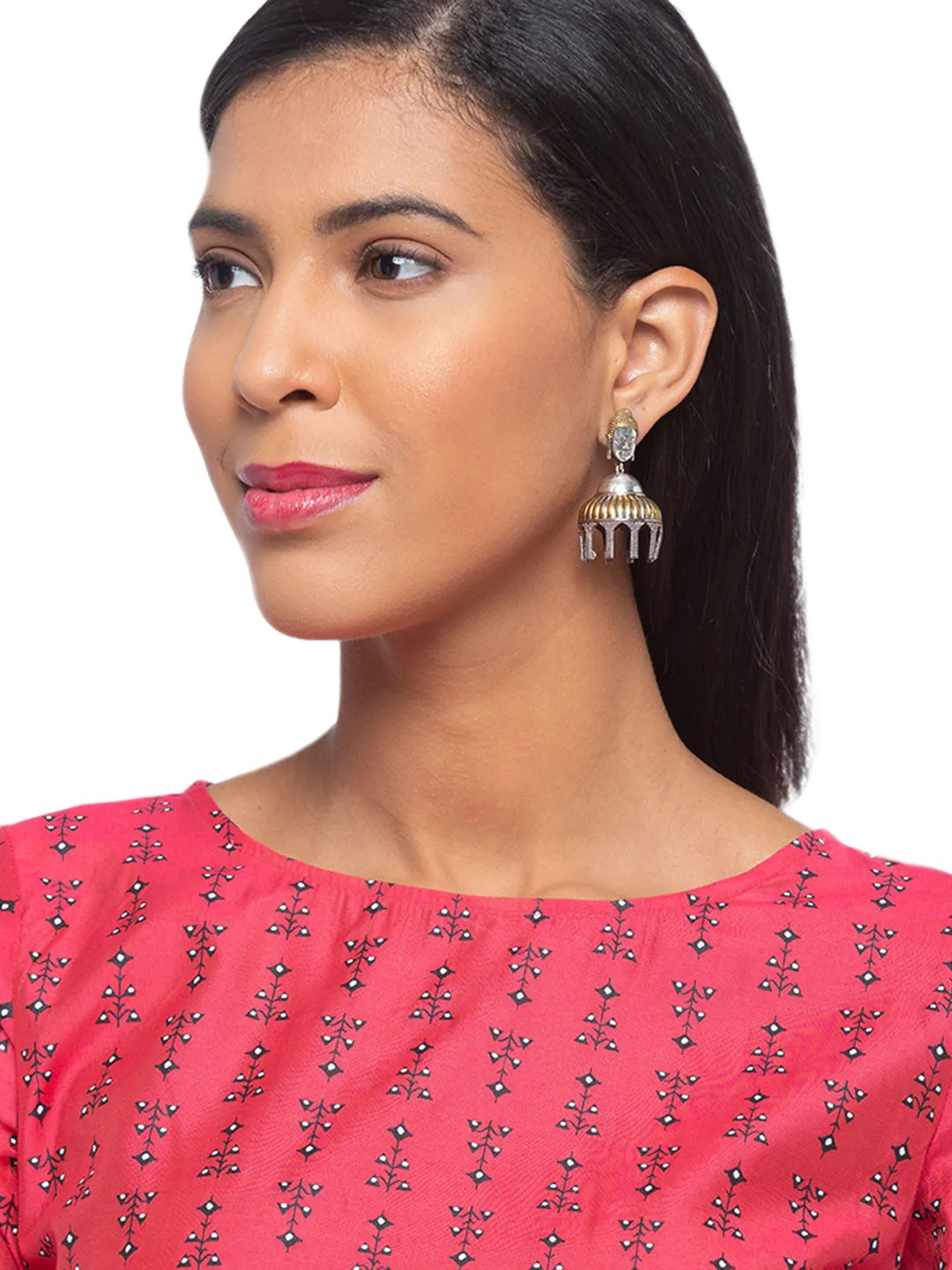 German Oxidized Silver Earrings Antique Tribal Buddha Face Engraved Lightweight Danglers