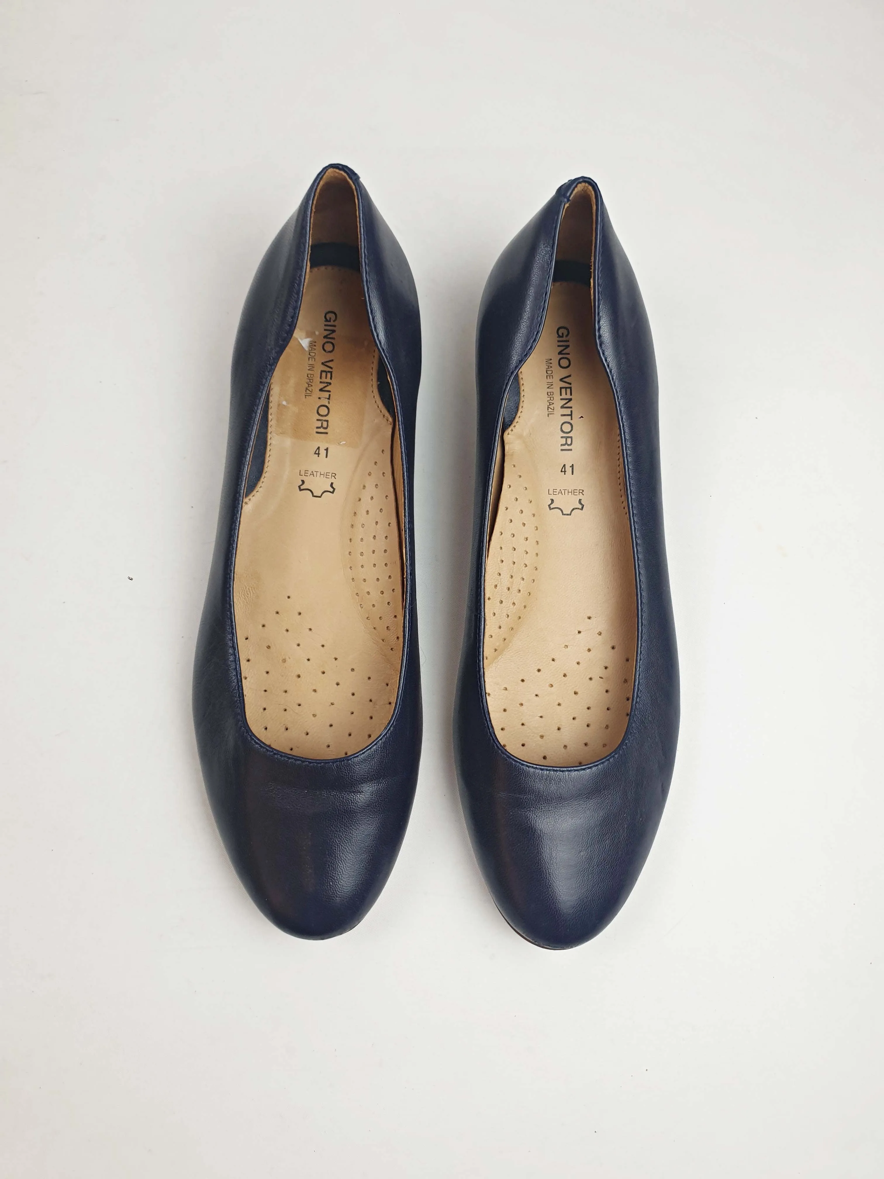 Gino Ventori deep navy leather flat shoes size 41