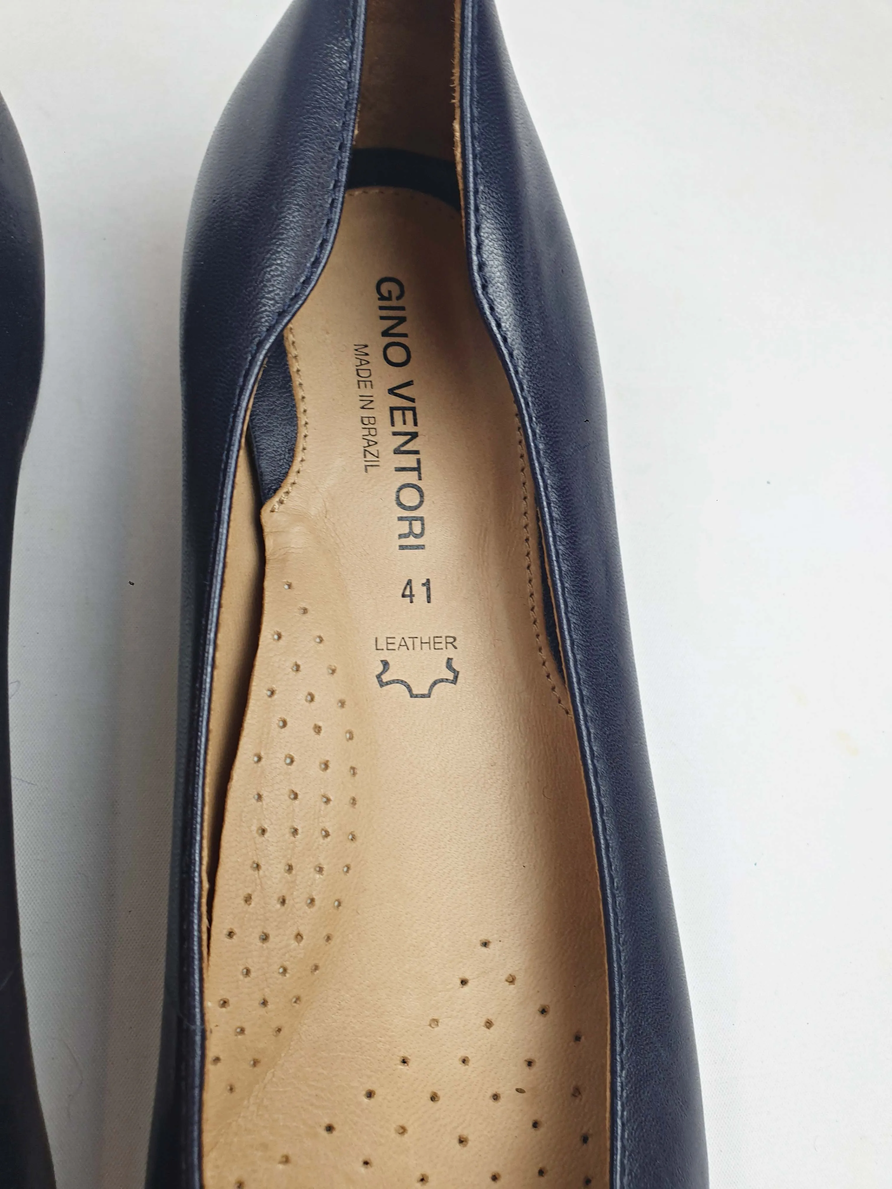Gino Ventori deep navy leather flat shoes size 41