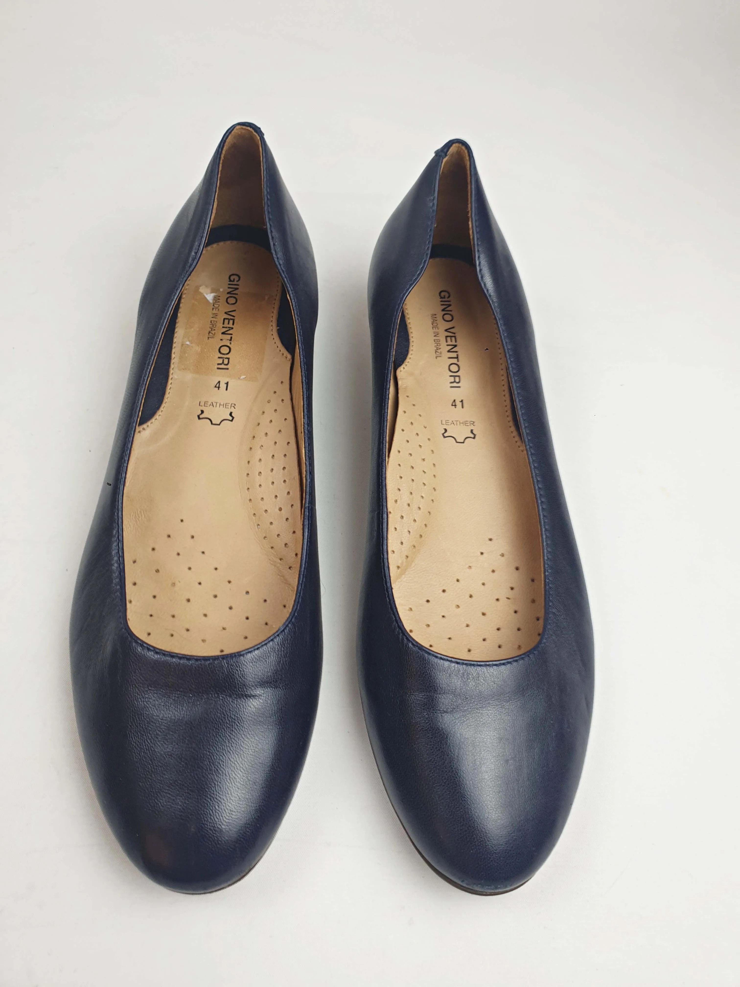 Gino Ventori deep navy leather flat shoes size 41