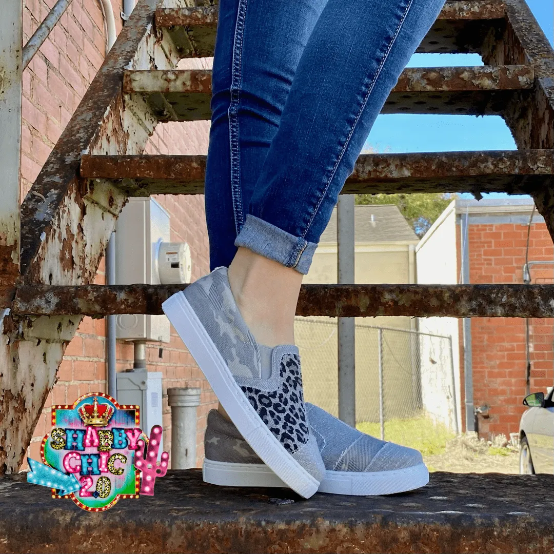 Grey Combo Fast Slip on Shoes