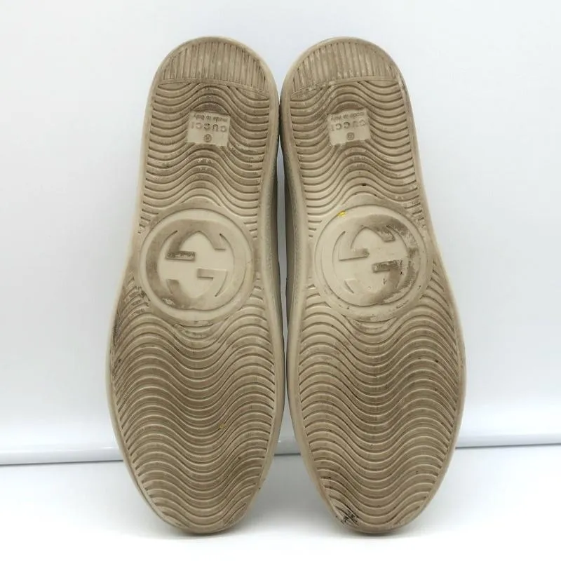 Gucci Interlocking G Double Strap Low Top Sneakers Off-White Leather Size 38