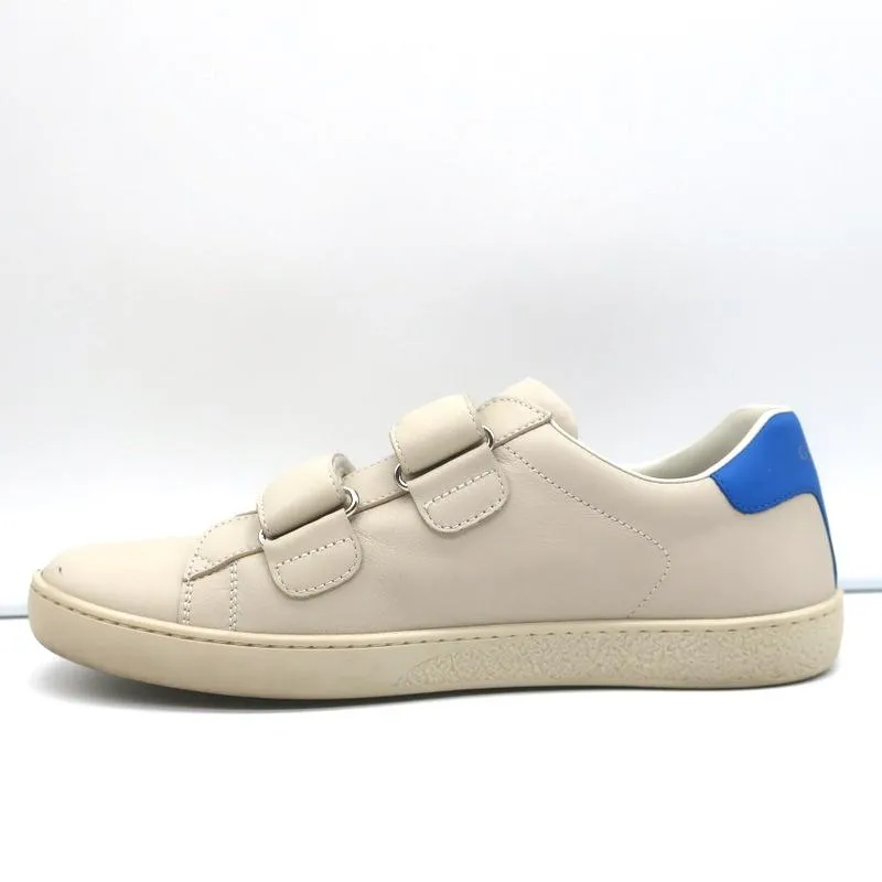 Gucci Interlocking G Double Strap Low Top Sneakers Off-White Leather Size 38