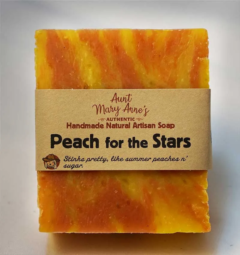 Handmade Natural Soap Bar, Vegan - Peach for the Stars, Cold Processed, Olive Oil & Shea Butter Body Soap