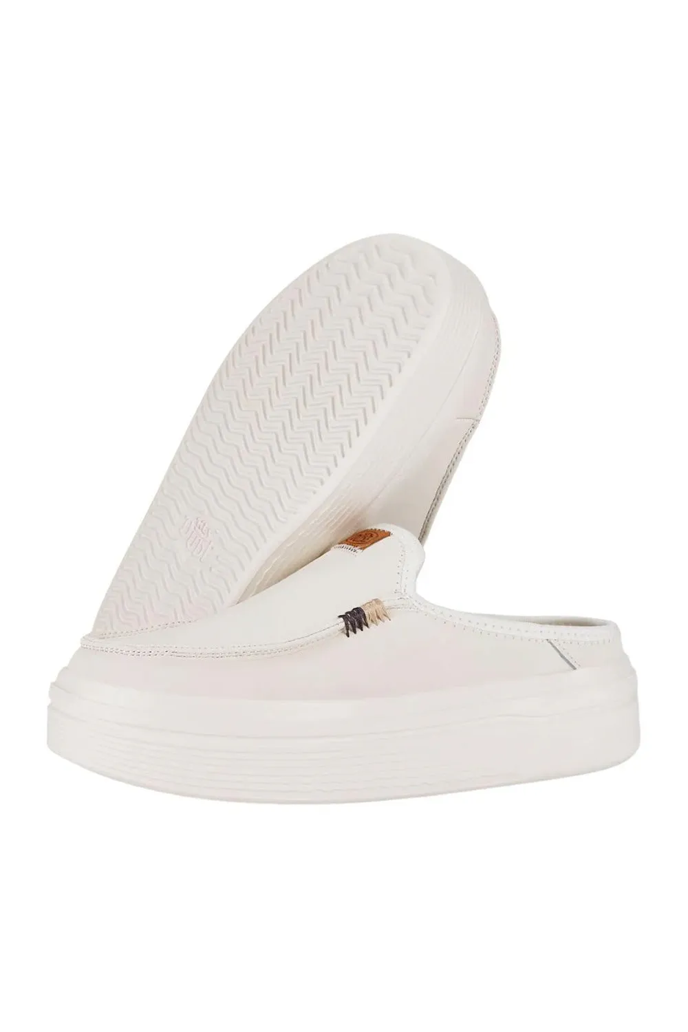HEYDUDE Women’s Austin Lift Leather Shoes in White | 41759-100