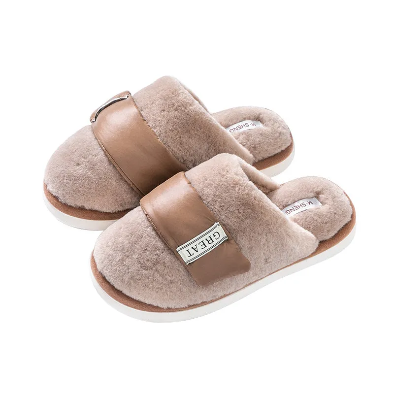 Hook Furry Slippers For Women Autumn And Winter Indoor Home Slipper Plus Velvet Warm Couple Bedroom Cotton Shoes
