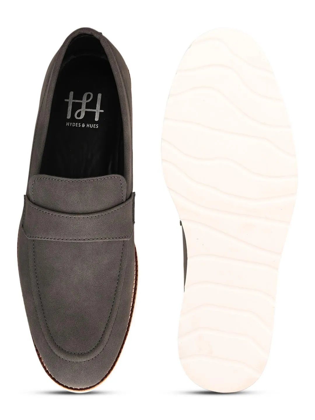 Hydes N Hues Men Grey Slip-On Casual Shoes
