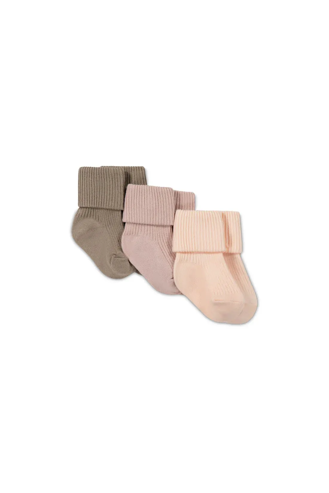 Jamie Kay Rib Socks 3 Pack - Taupe/Rose Dust/Ballet Pink