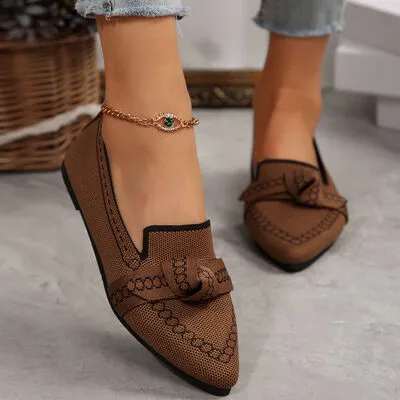 knitted Slip-On Flats with Bow