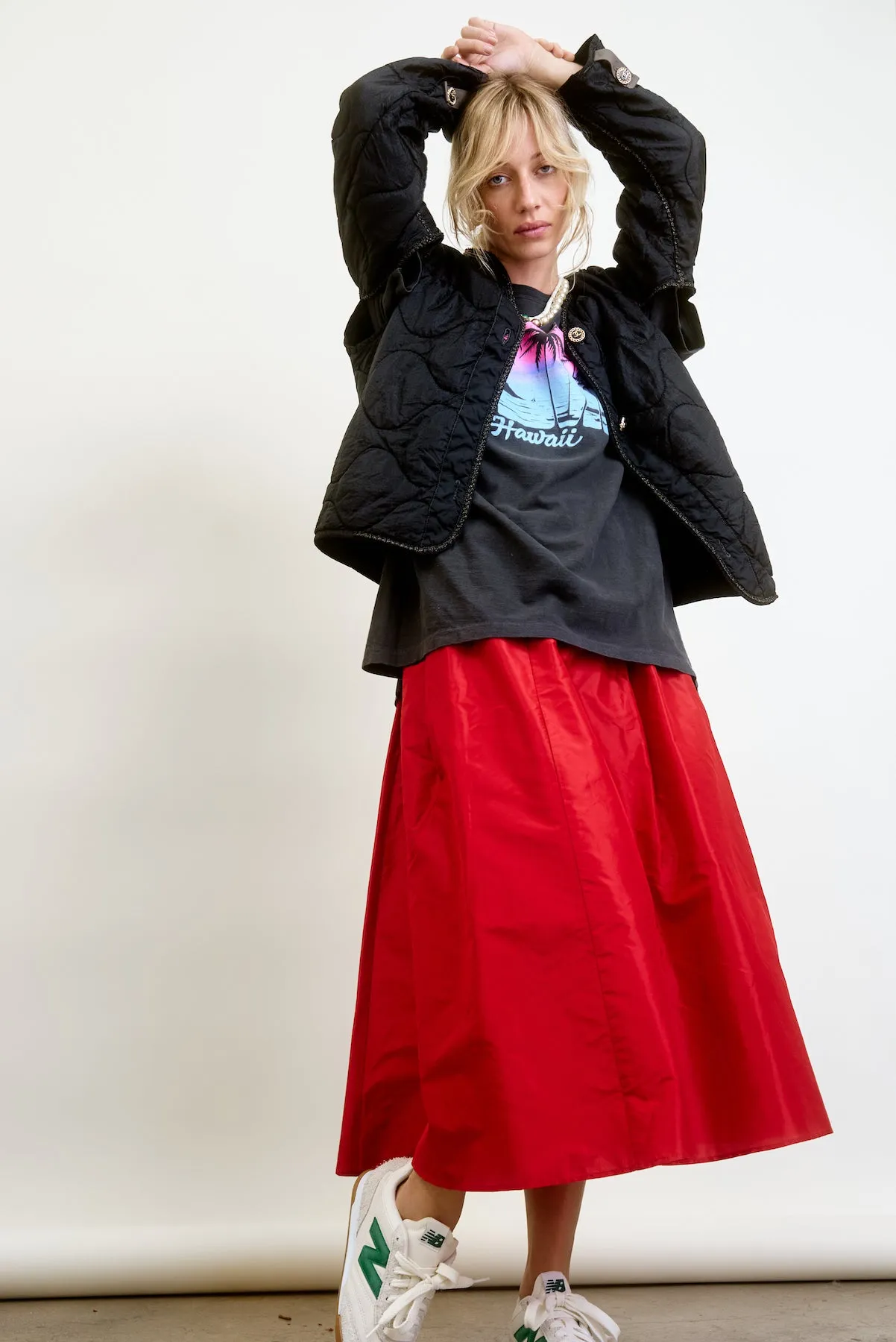 LE SKIRT | red silk taffeta