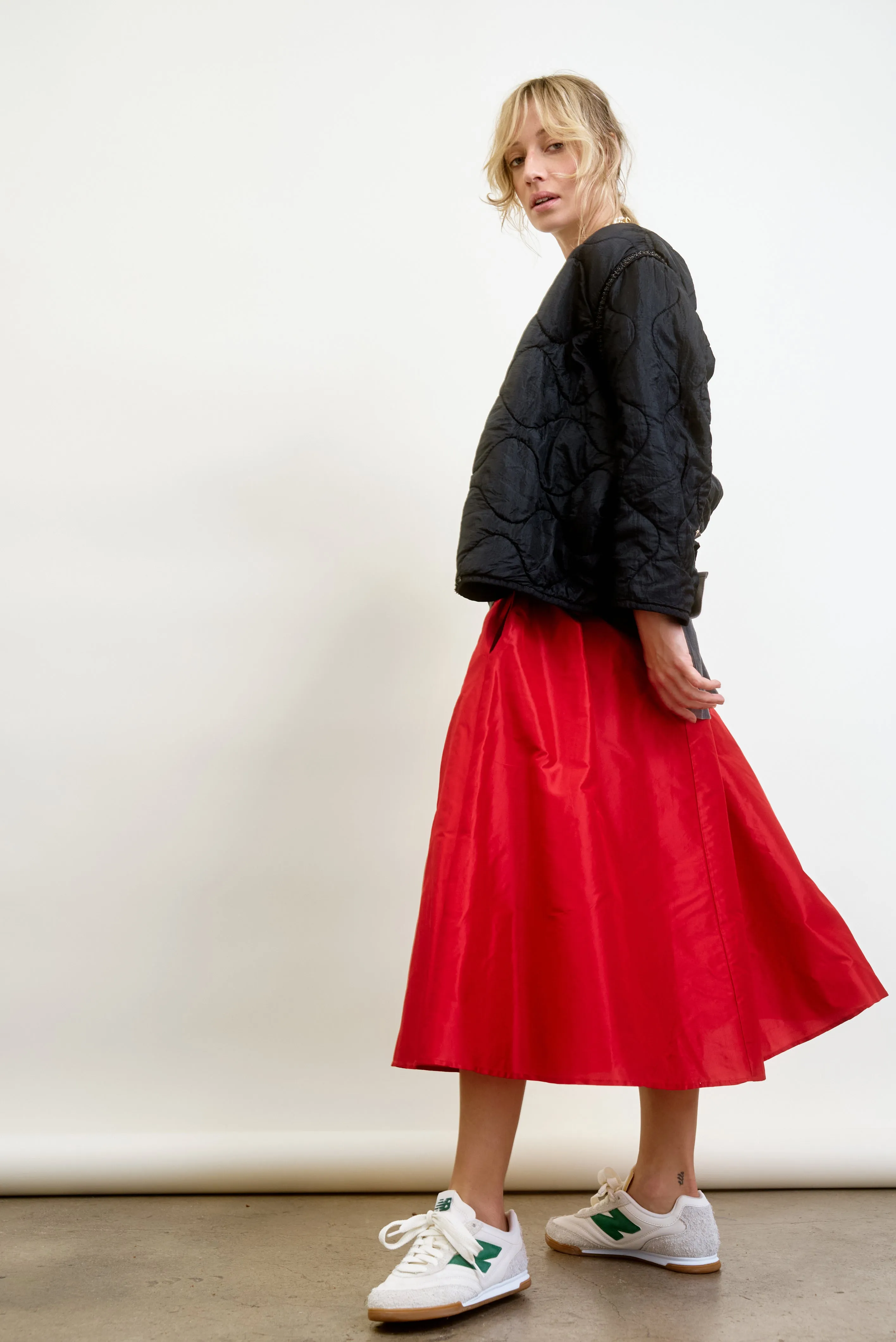 LE SKIRT | red silk taffeta