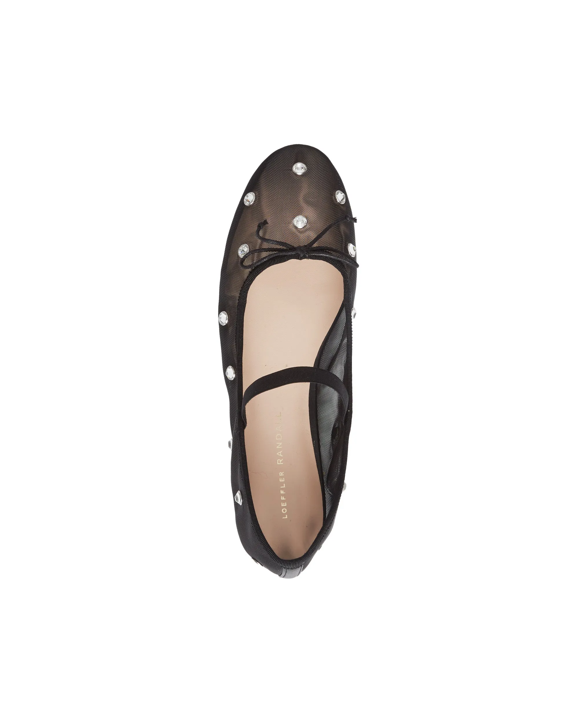 Leonie Soft Ballet Flat in Black/Crystal