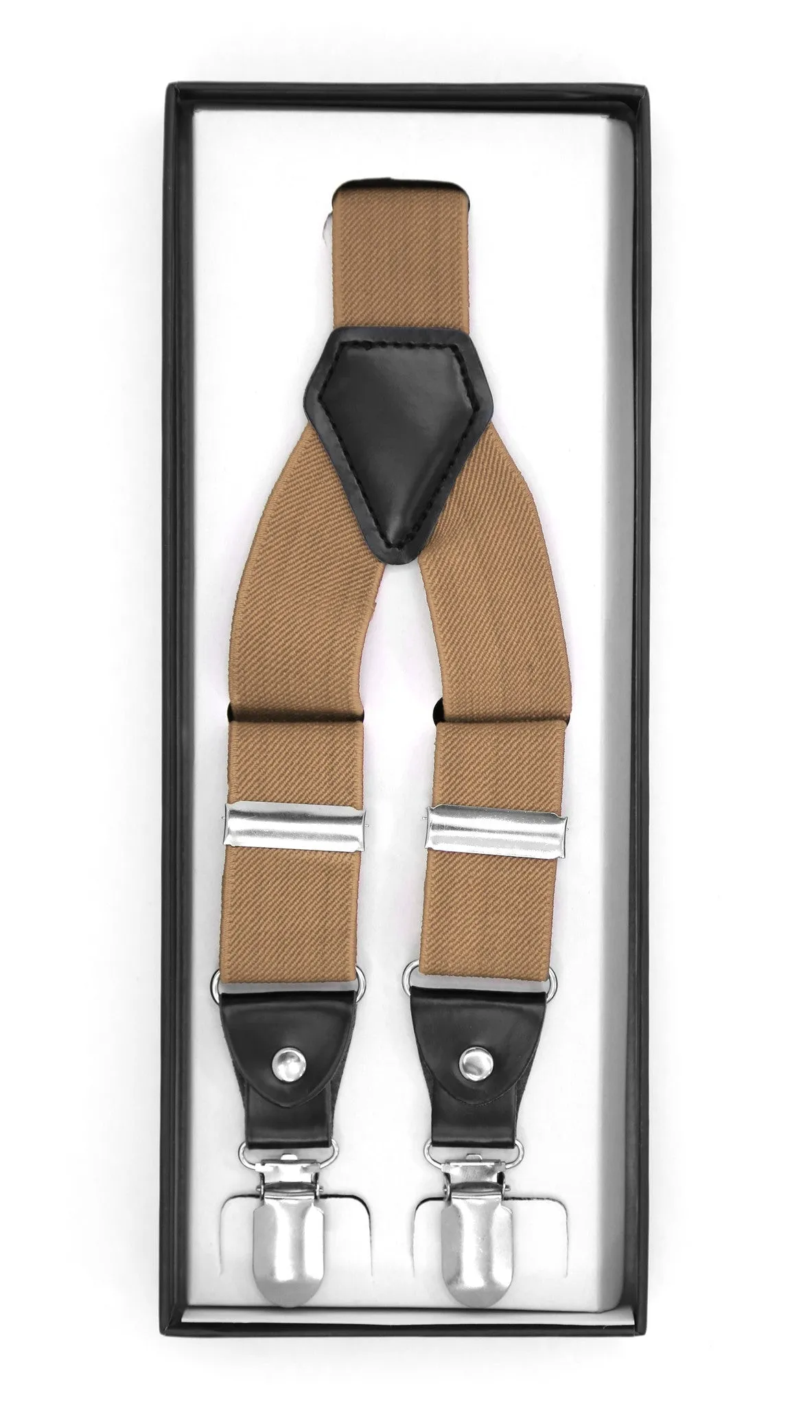 Light Brown Clip-On Unisex Suspenders