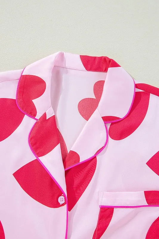 Love Heart Valentines Pajamas Set