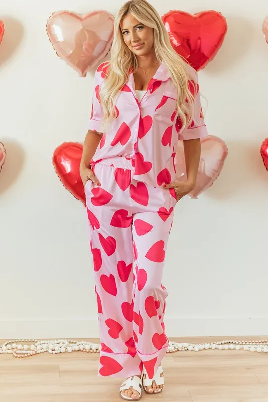 Love Heart Valentines Pajamas Set